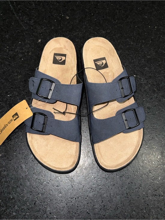 Quiksilver Other - NEW Quiksilver Embark Deck Double Strap Navy Dual-Buckle Slide Sandals Sz 9
